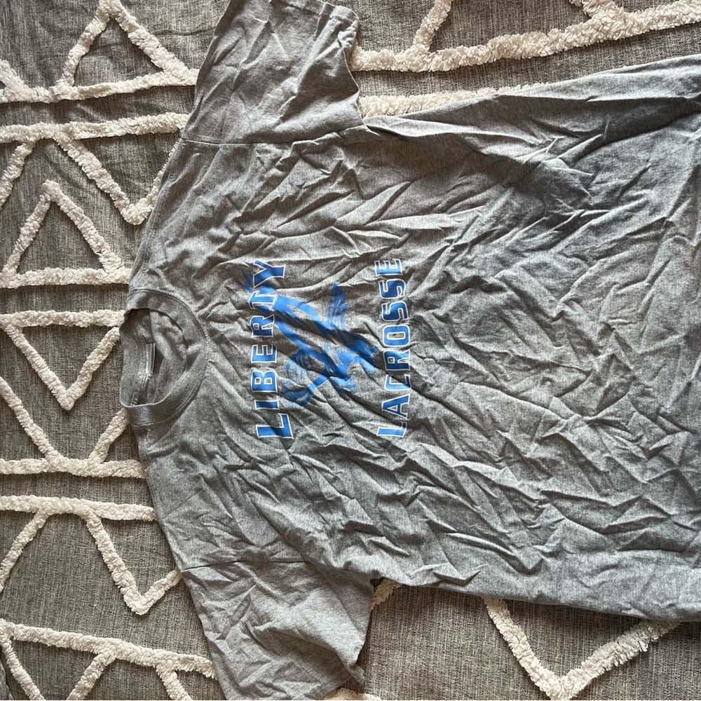 Port and Company Gray Tee with Blue Lacrosse Print
